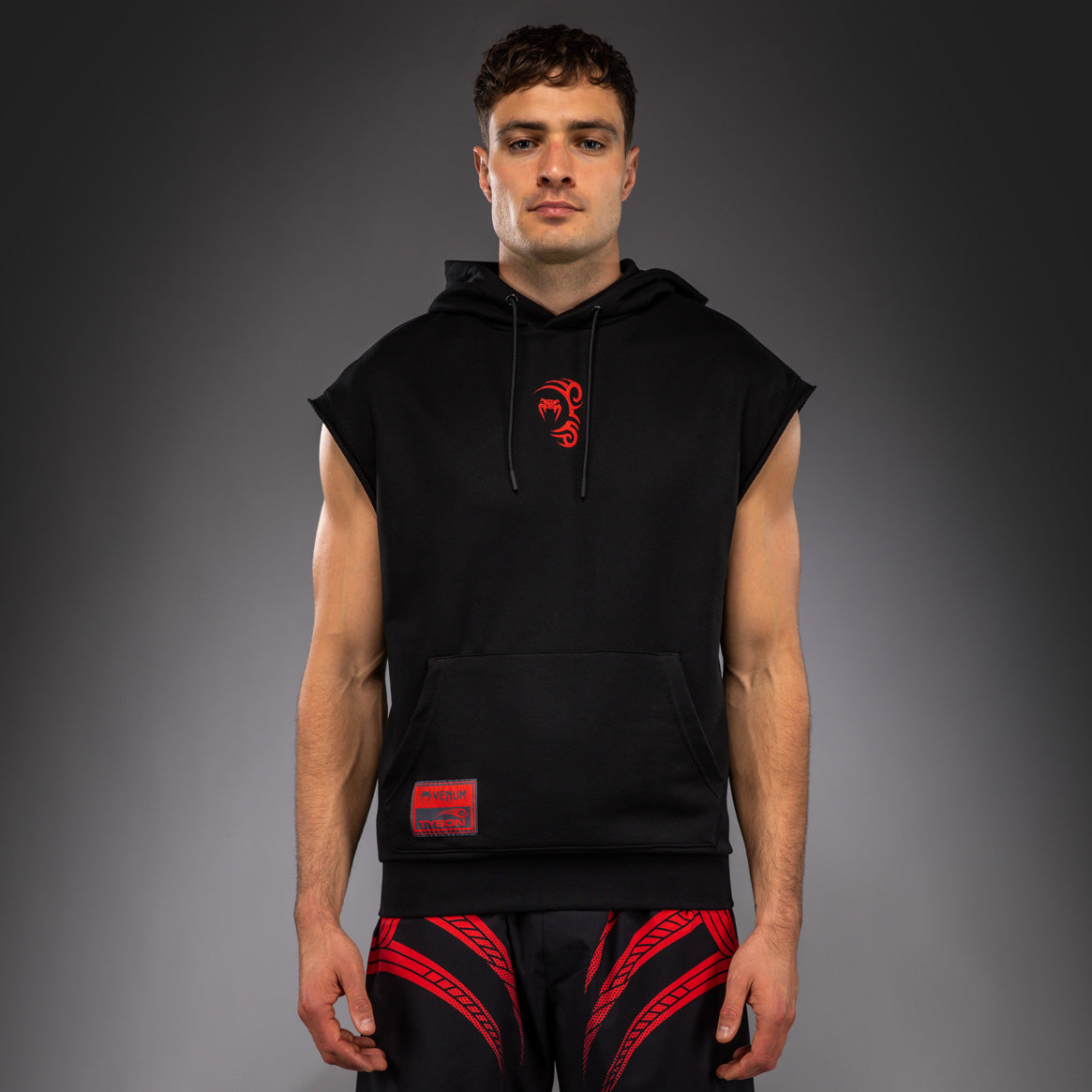 Venum x Mike Tyson Tiger Ärmelloser Hoodie - Tiefschwarz/Intensivrot