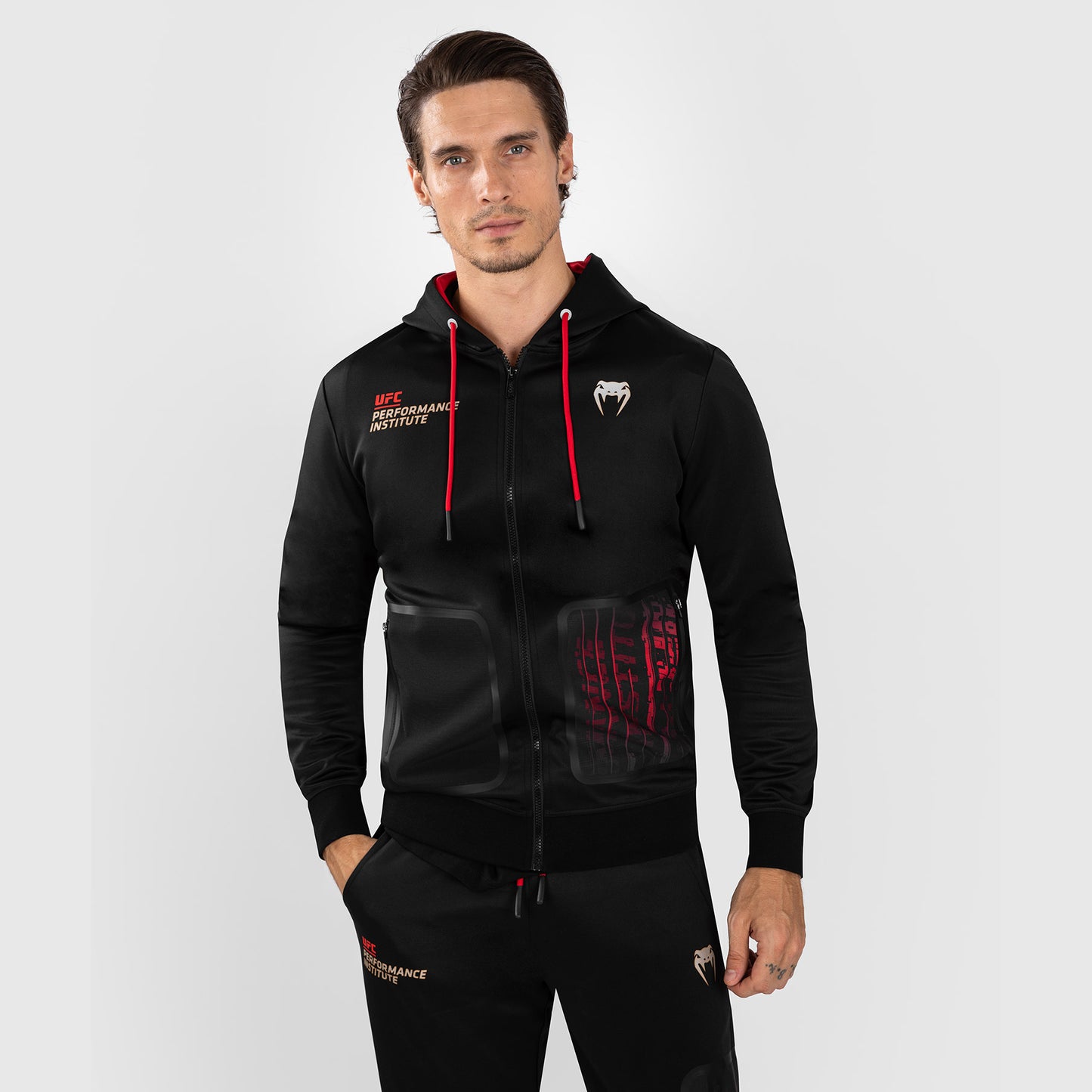UFC Venum Performance Institute 2.0 Herren Zip Hoodie - Schwarz/Rot