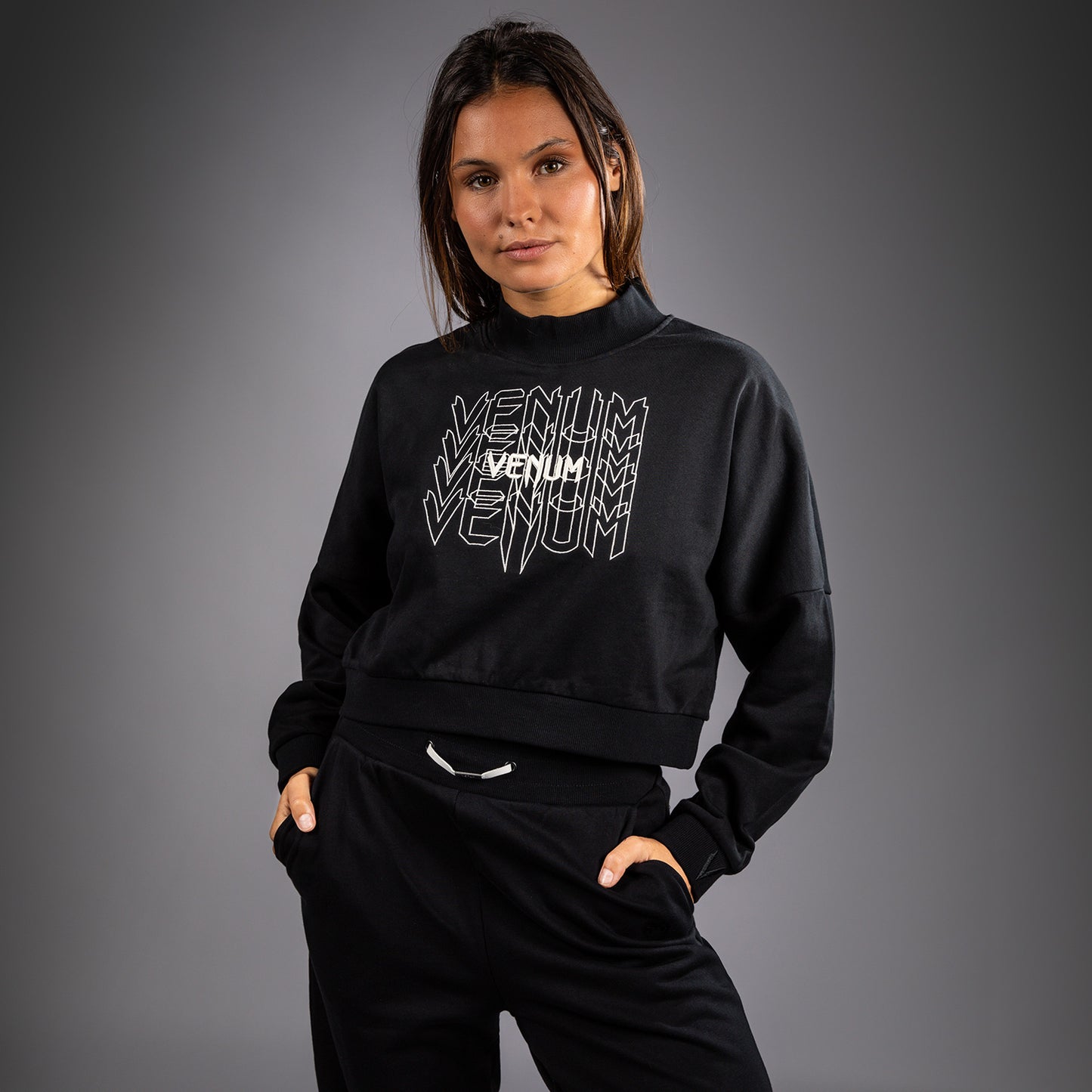 Venum Pulse Damen Cropped Sweatshirt - Schwarz/Weiß