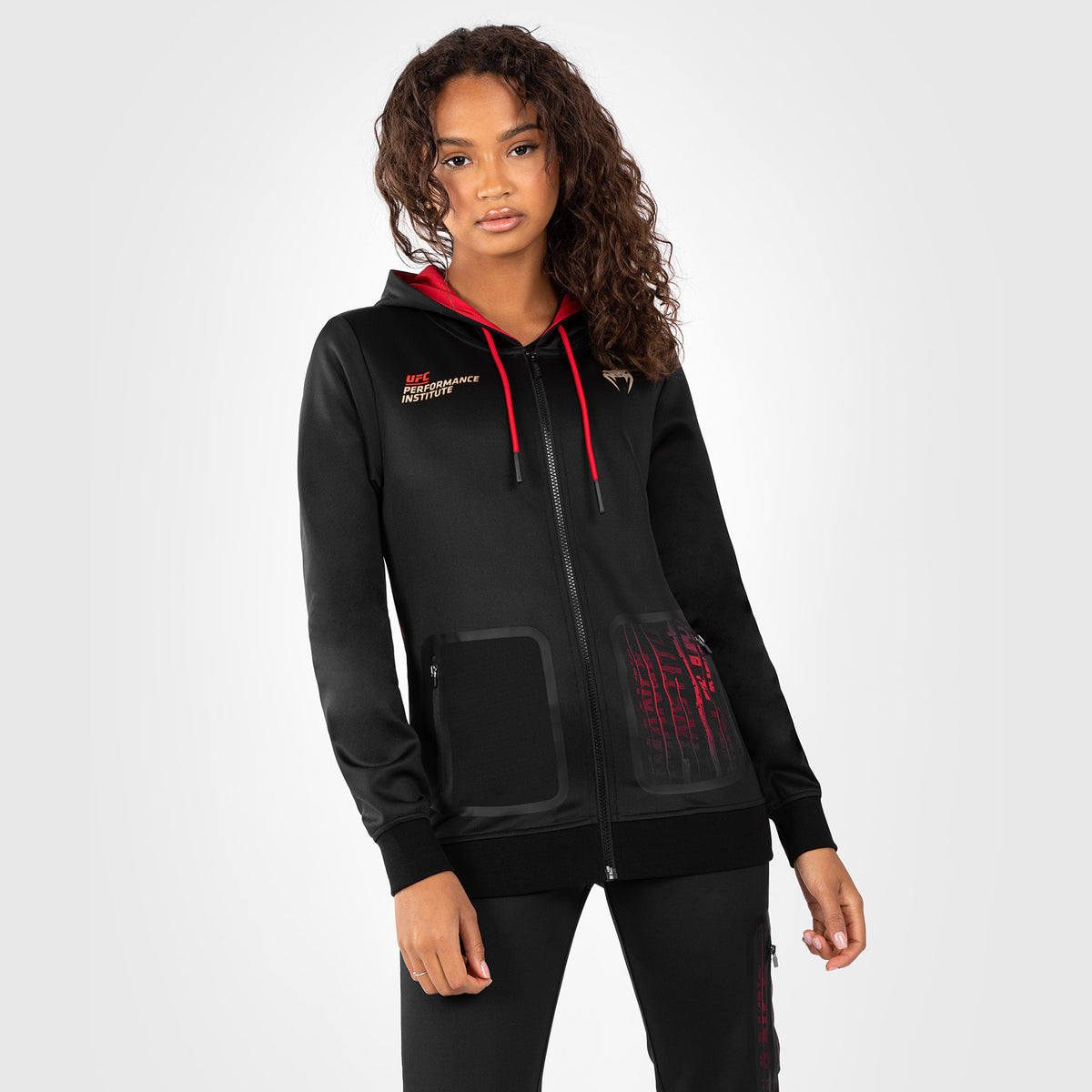 UFC Venum Performance Institute 2.0 Zip Hoodie für Frauen - Schwarz/Rot