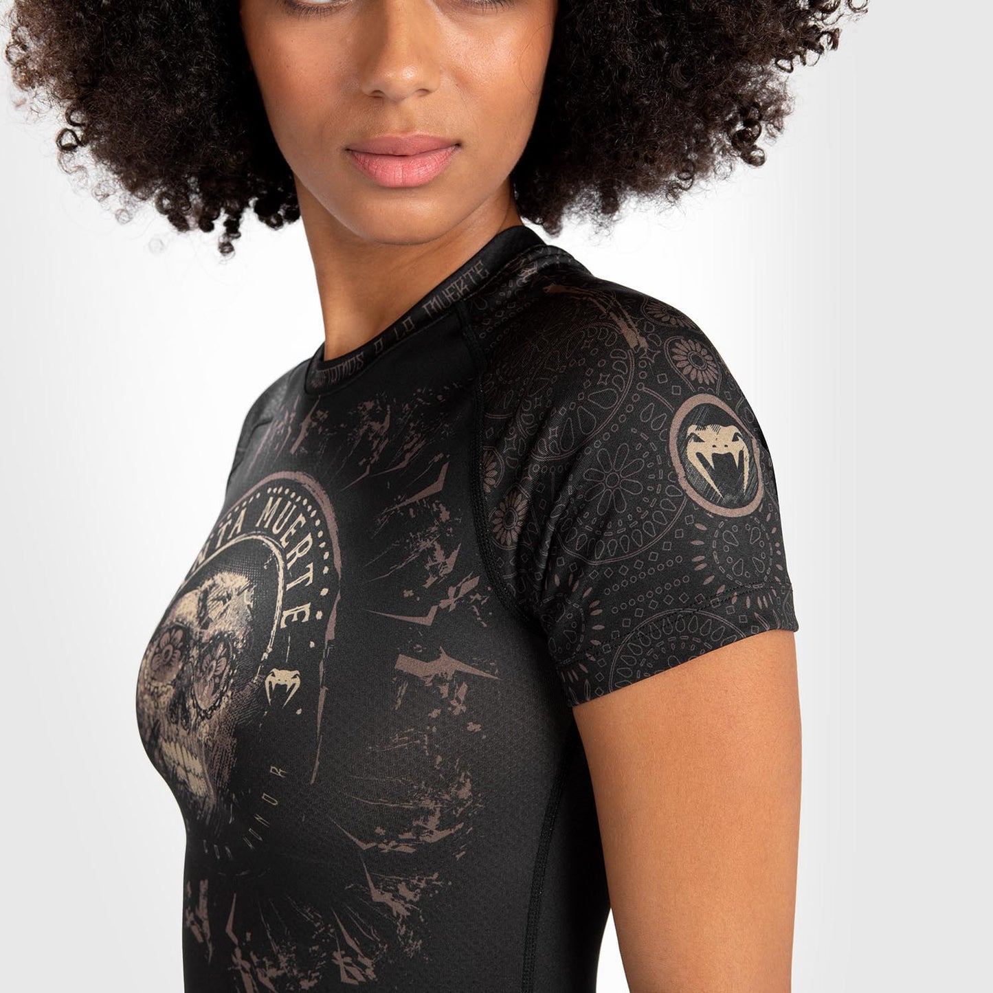 Venum Damen Santa Muerte Dark Side - Rashguard Kurzarm - Schwarz/Braun