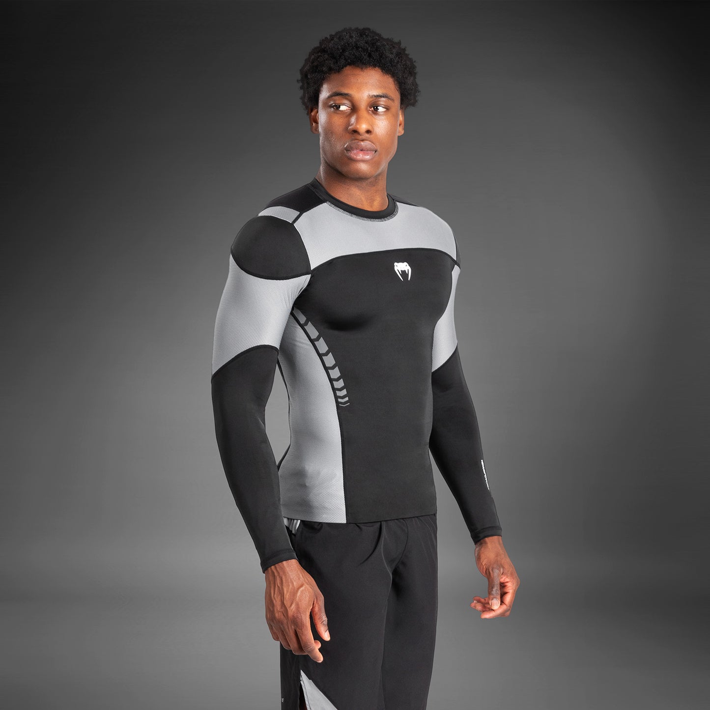 Venum Tempest Herren Langarm-Rashguard - Schwarz/Grau