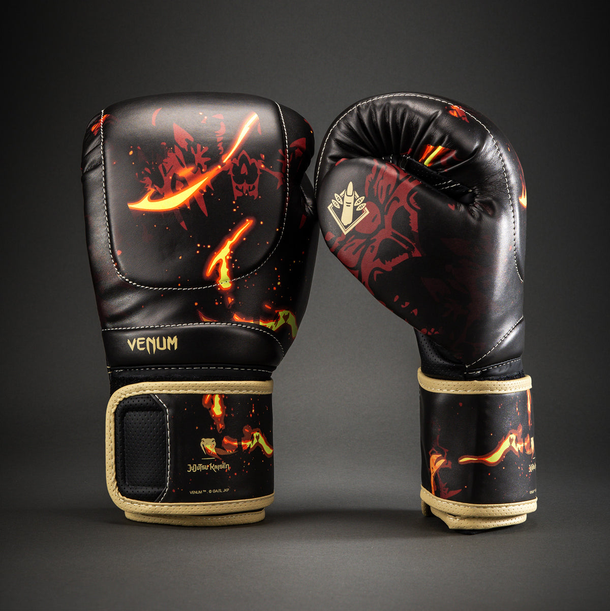 Jujutsu Kaisen x Venum Sukuna Impact Evo Boxhandschuhe – Schwarz/Hellbeige