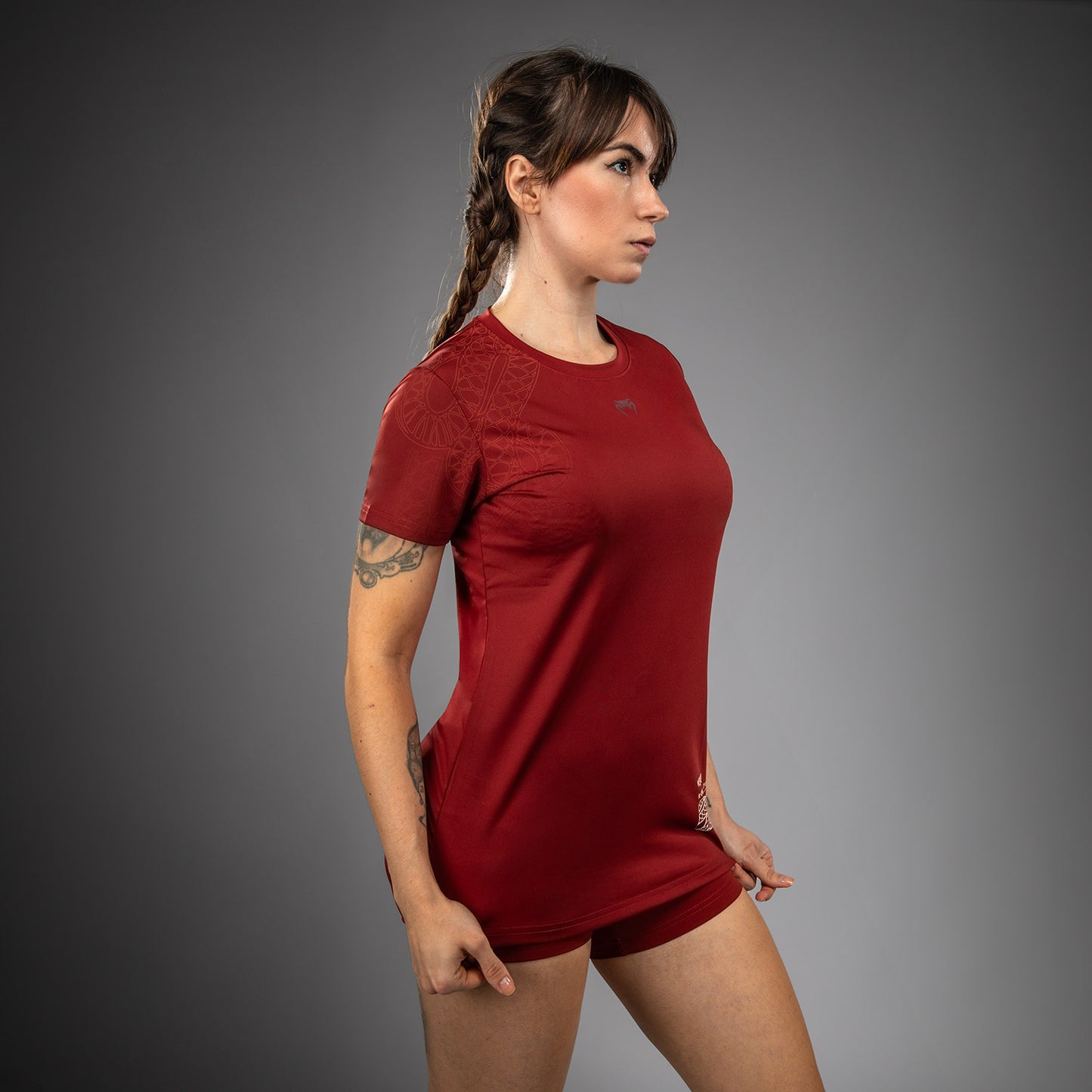 Venum Serpenti Damen Dry-Tech T-Shirt – Burgunder/Elfenbein