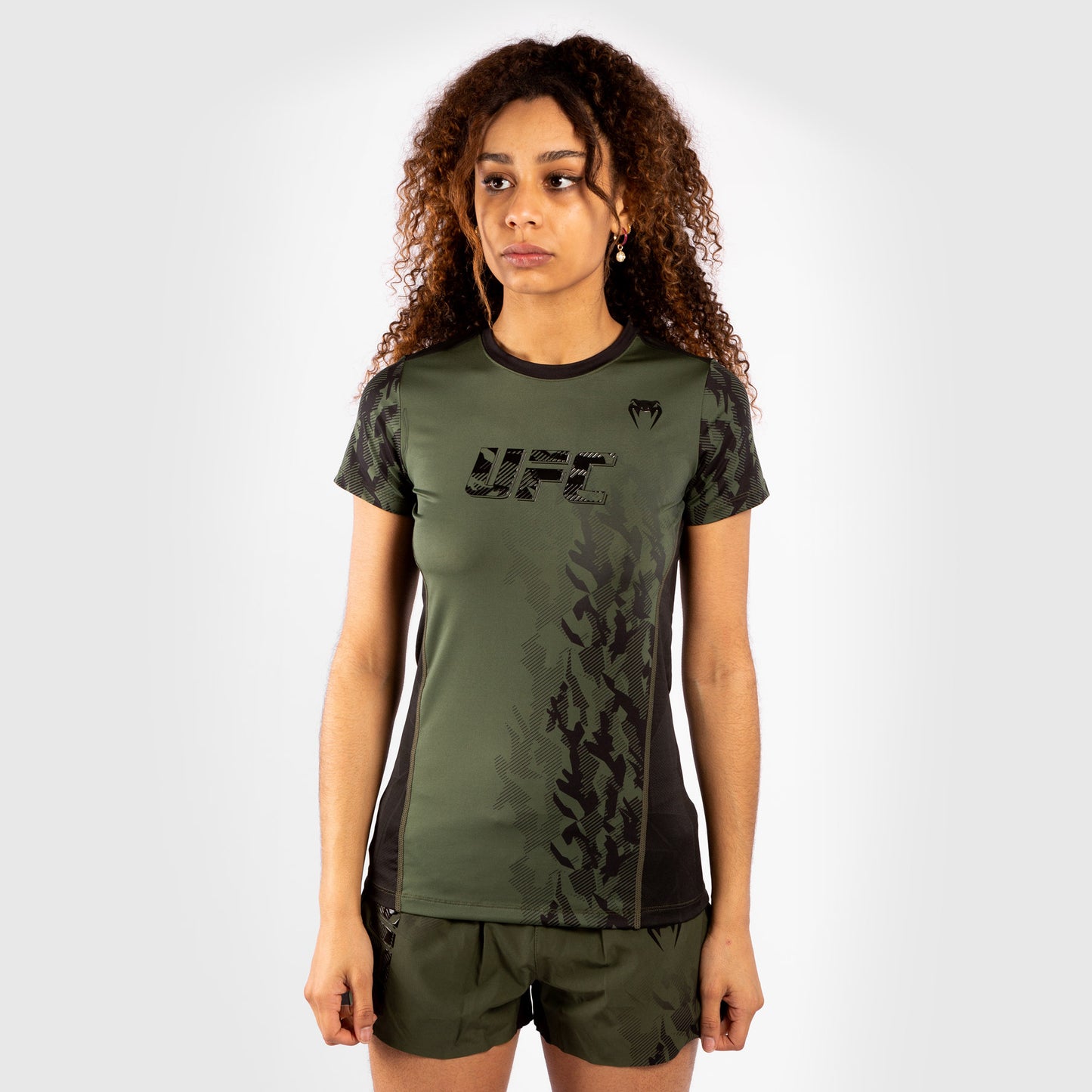 Venum UFC Authentic Fight Week Damen-Performance-Kurzarm-T-Shirt – Khaki