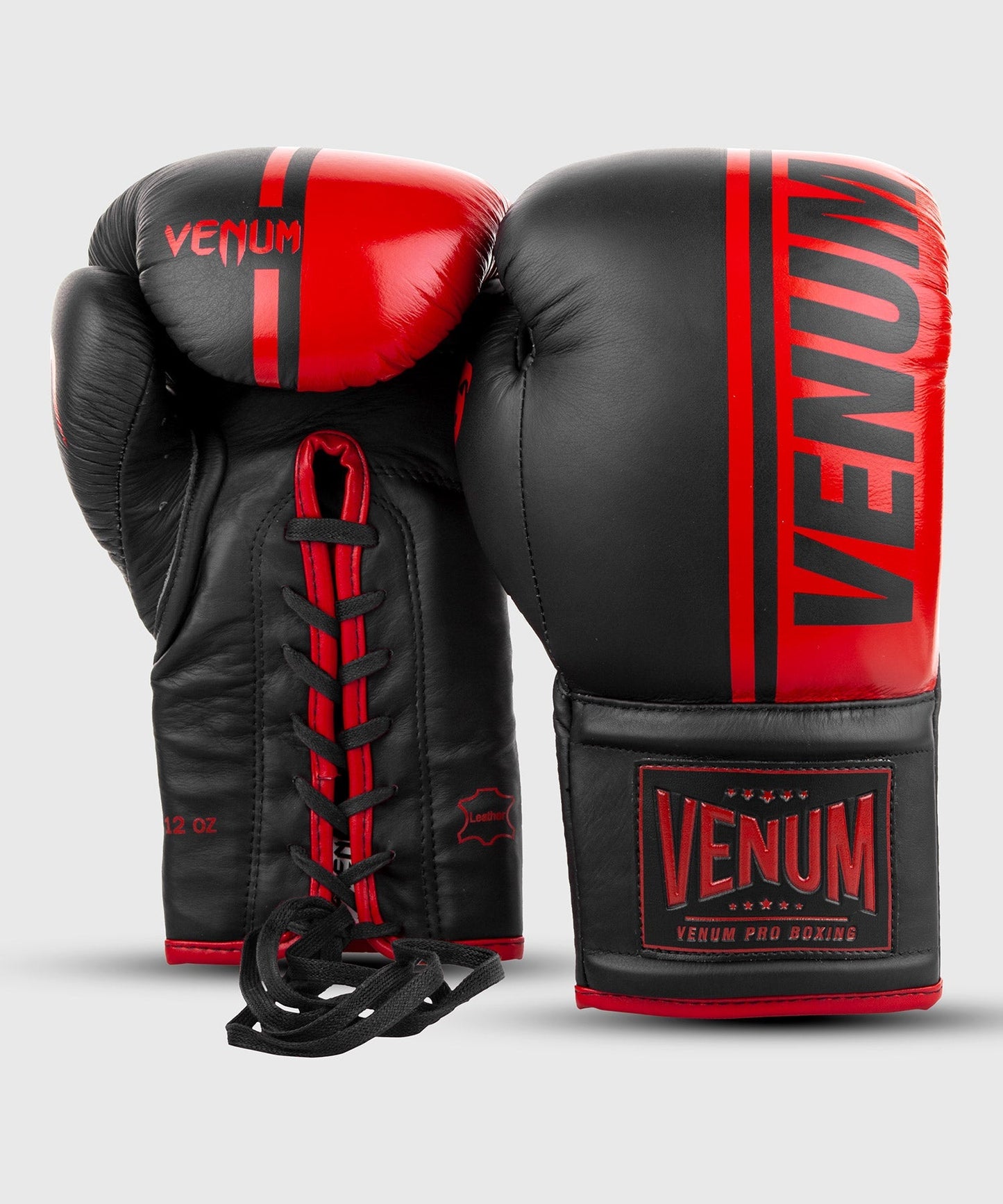 Venum Shield professionelle Boxhandschuhe - MIT SCHNÜRUNG - Schwarz/Rot