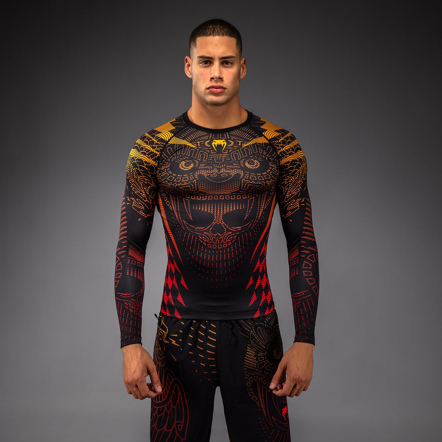 Venum Quetzal Fury Langarm Rashguard - Schwarz/Fury Rot/Tangerine