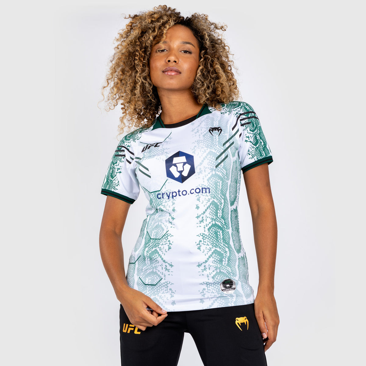 UFC Adrenaline by Venum Personalized Authentic Fight Night Damen Walkout Trikot - Emerald Edition - Weiß/Grün