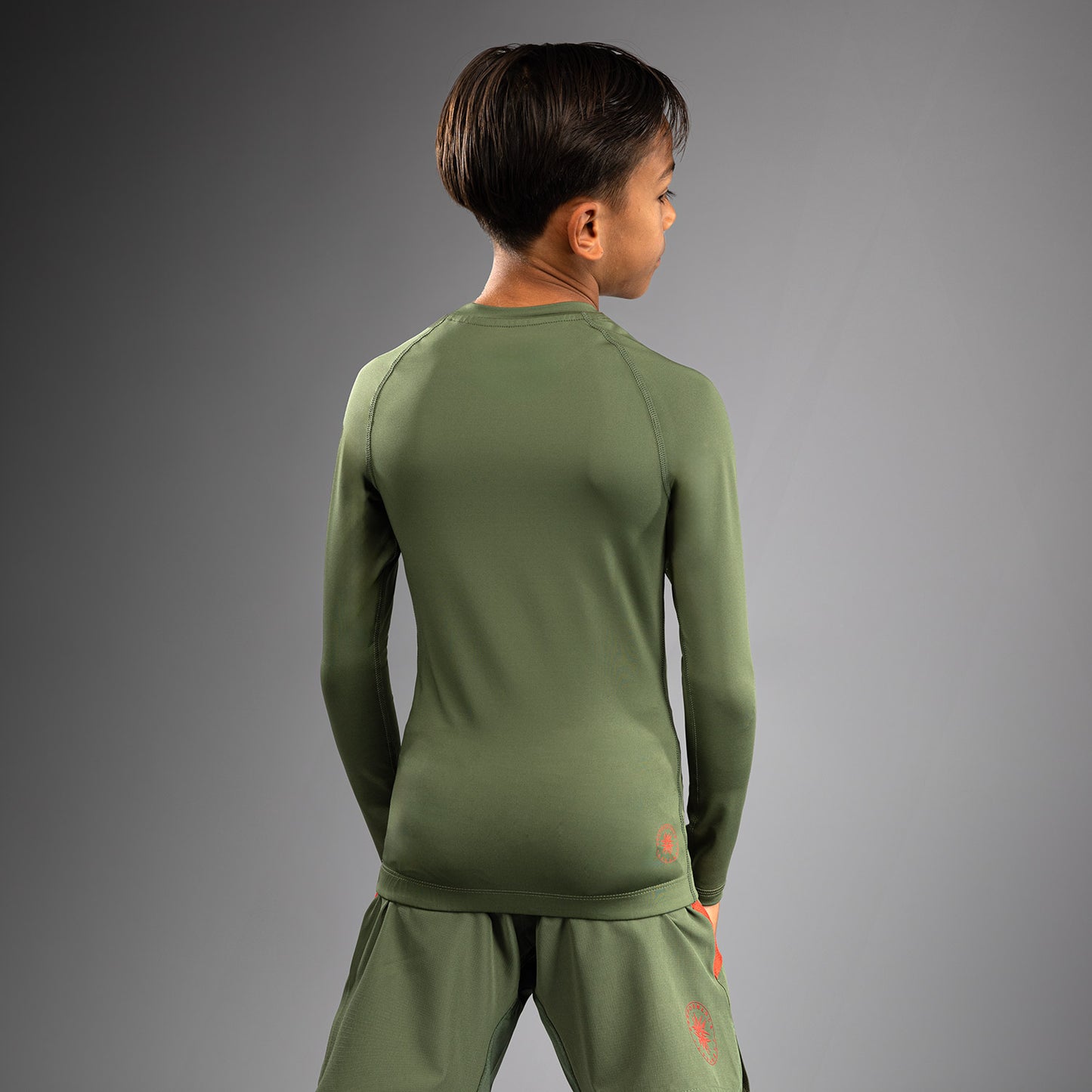 Venum Contender Kinder Rashguards Lange Ärmel - Army Green/Orange