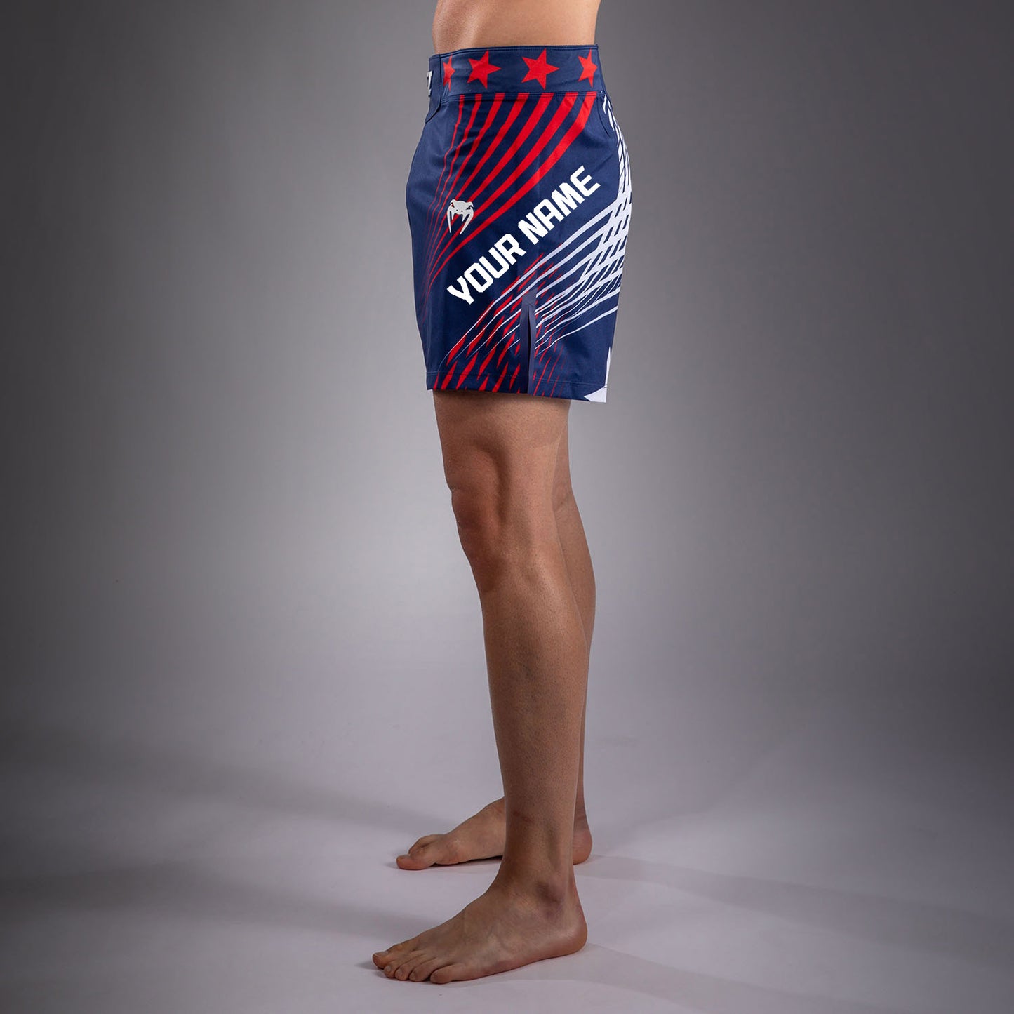 Official UFC Freedom 250 by Venum Personalisiert Authentic Fight Night Fight Shorts im Short Fit für Herren - Blau