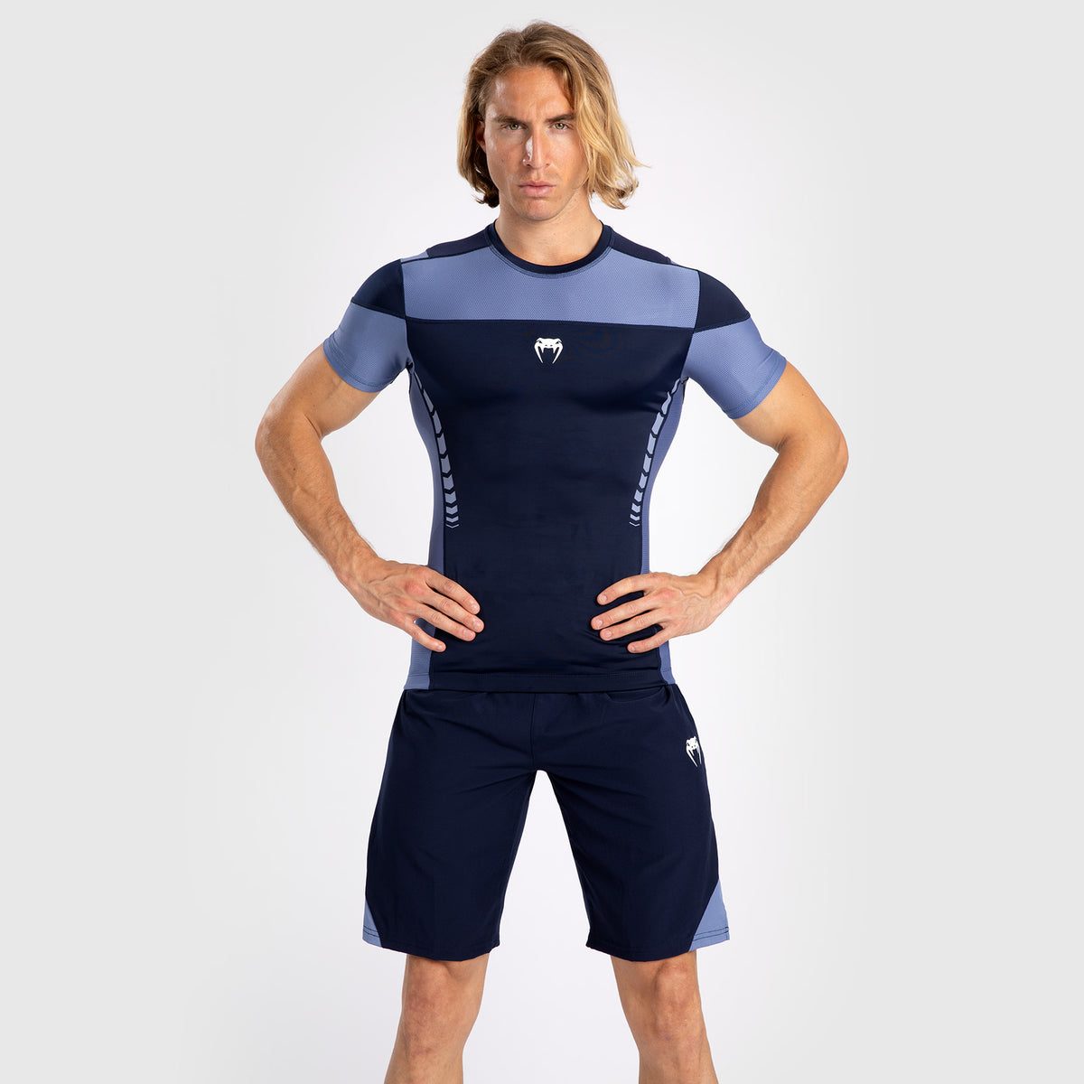 Venum Tempest Herren Kurzarm-Rashguard - Marineblau/Blau