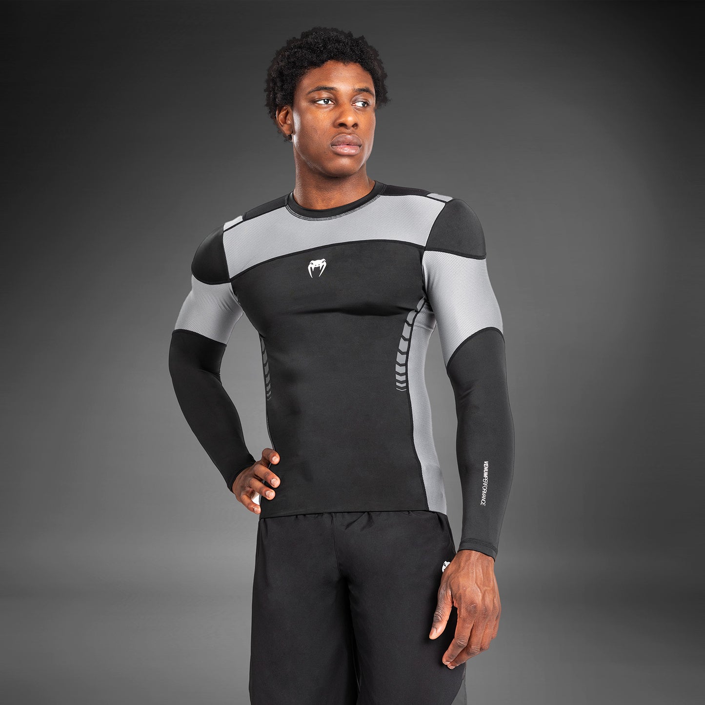 Venum Tempest Herren Langarm-Rashguard - Schwarz/Grau