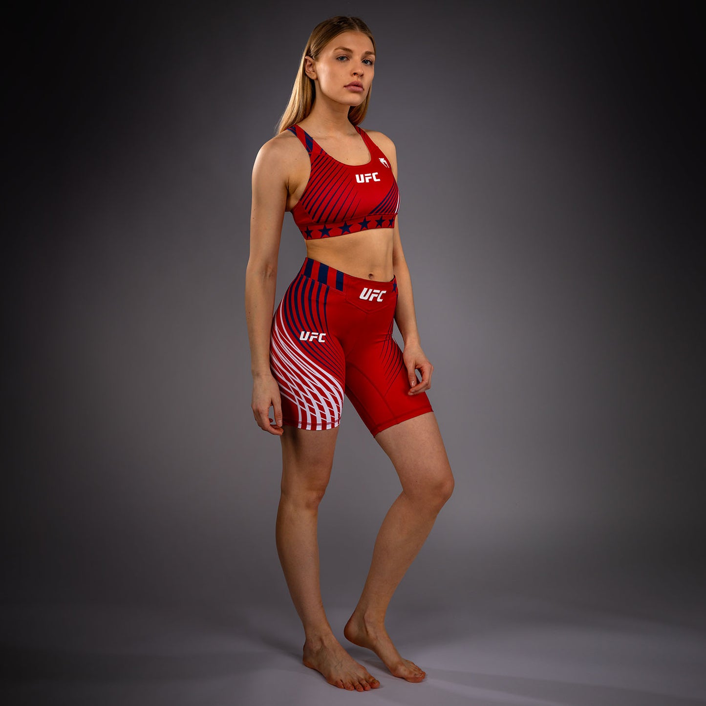 Official UFC Freedom 250 by Venum Authentic Vale Tudo Shorts im Long Fit für Damen - Rot