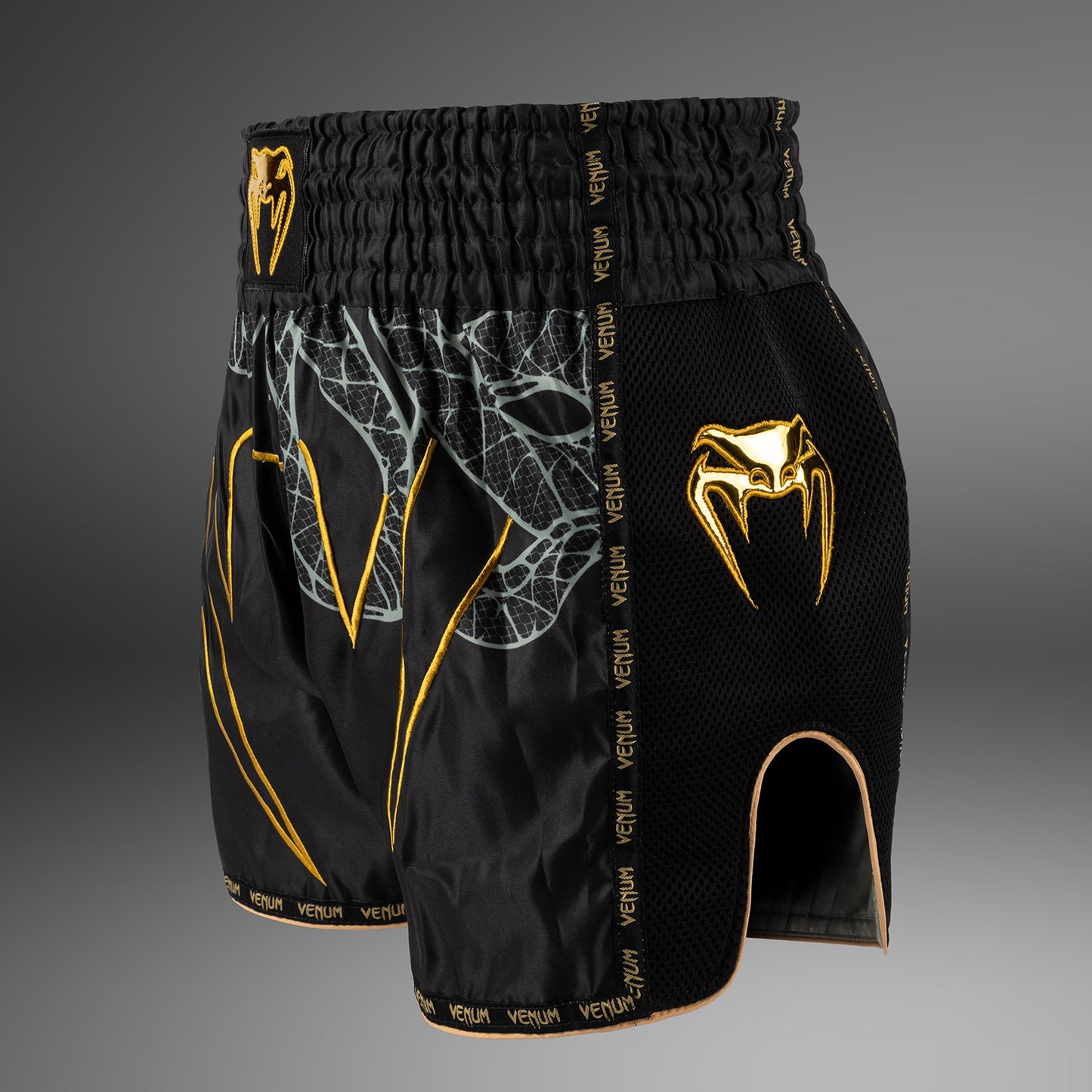 Venum Serpenti Muay Thai Shorts – Schwarz/Silber/Gold