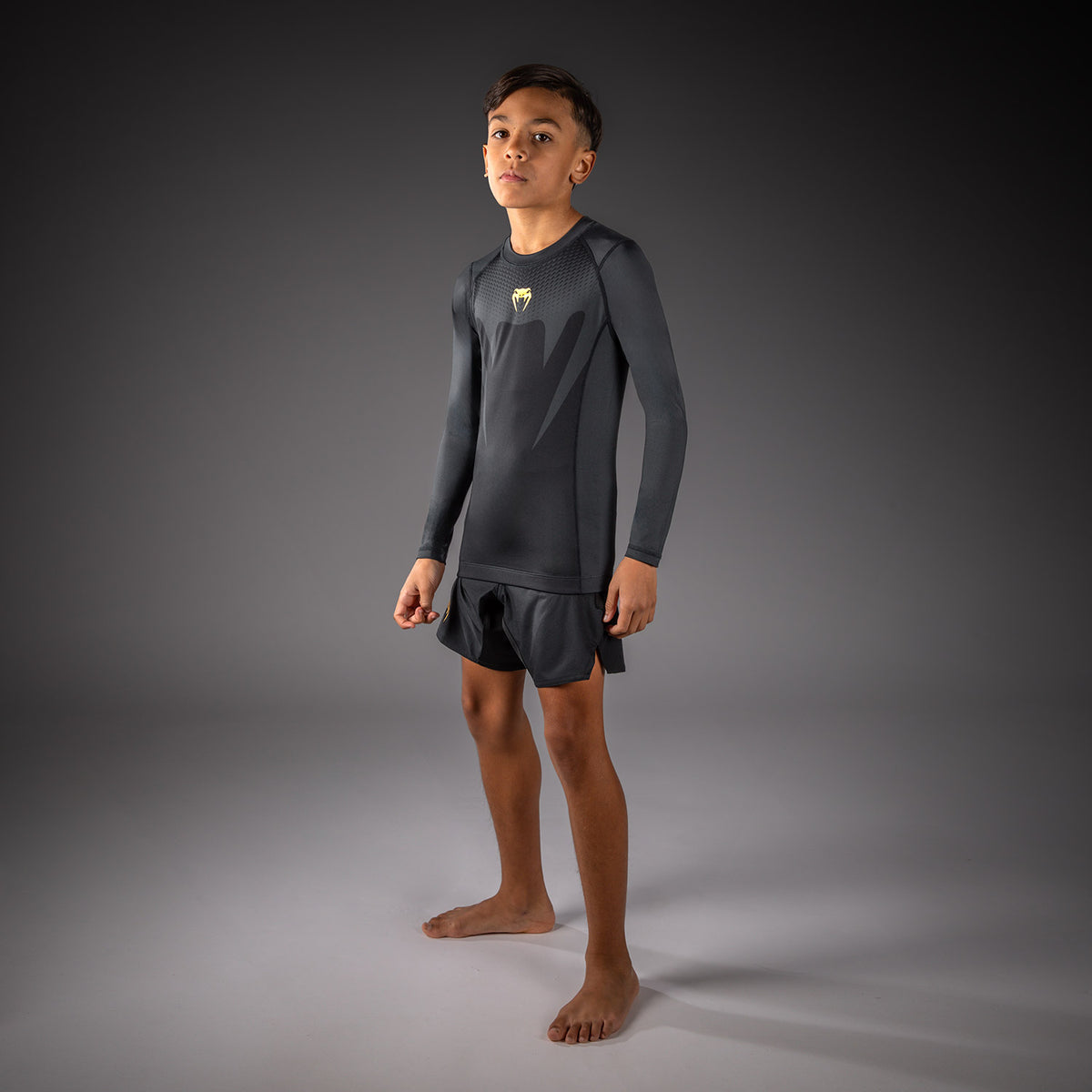 Venum Attack Langarm-Rashguard für Kinder - Schwarz/Gold