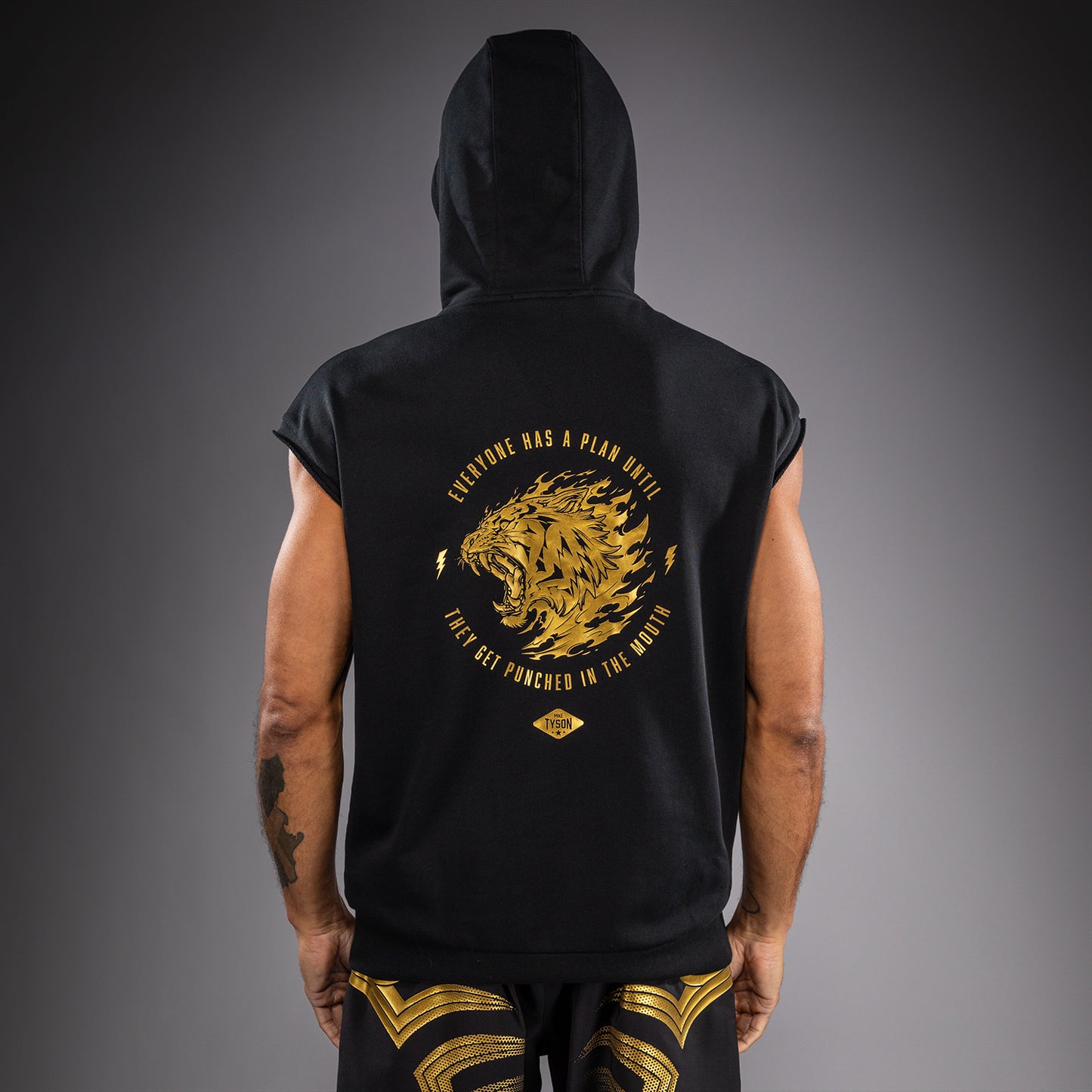 Venum x Mike Tyson Tiger Ärmelloser Kapuzenpullover - Schwarz/Gold
