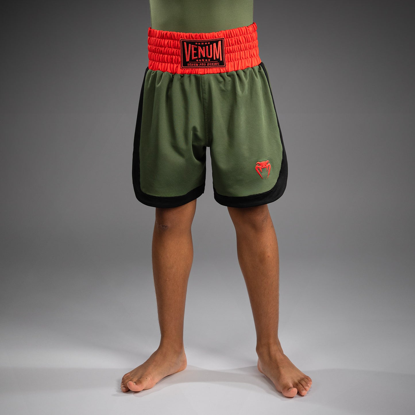 Venum Classic Kinder Boxshorts - Armeegrün/Orange