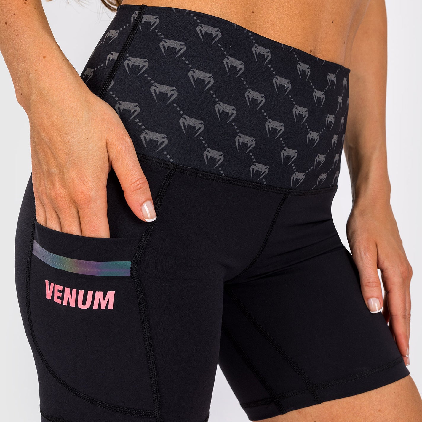 Venum Monogram Bike Shorts für Damen – Schwarz/Roségold