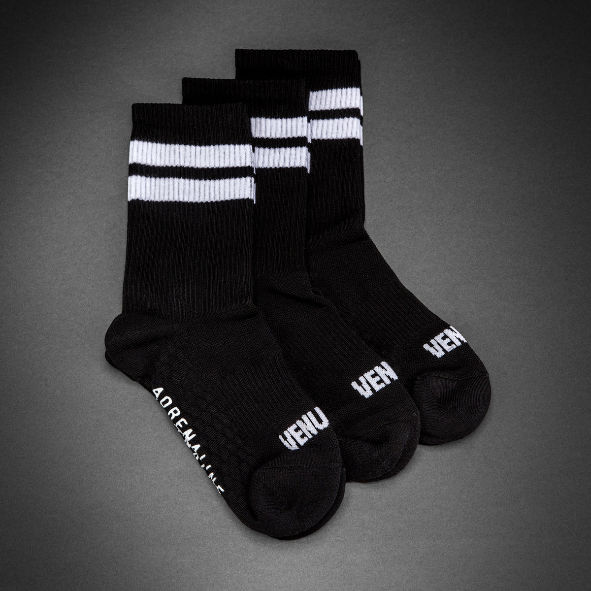 Venum Adrenaline Crew-Socken 3er-Pack - Schwarz/Weiß