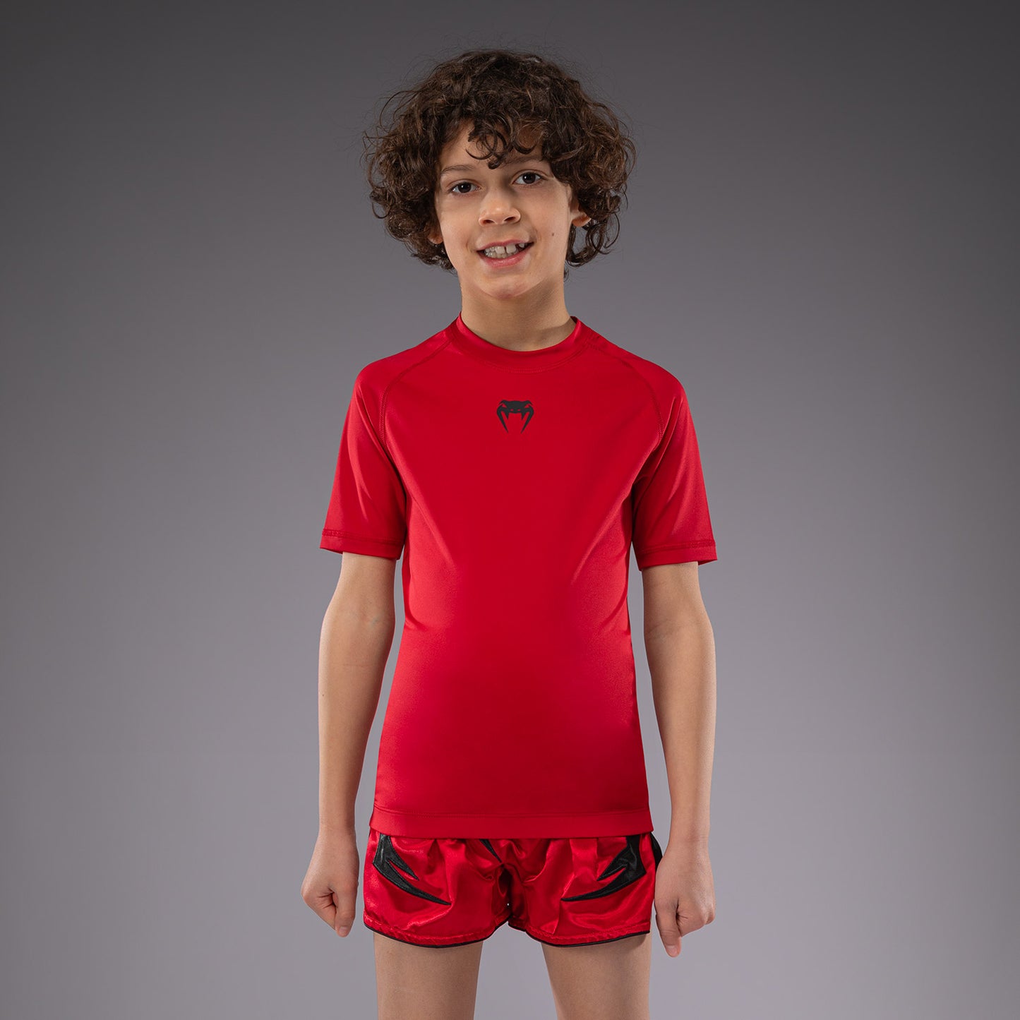 Venum Contender Kinder Rashguards Kurzarm - Kirschrot
