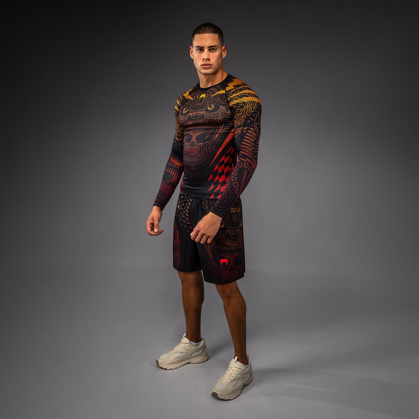 Venum Quetzal Fury Langarm Rashguard - Schwarz/Fury Rot/Tangerine