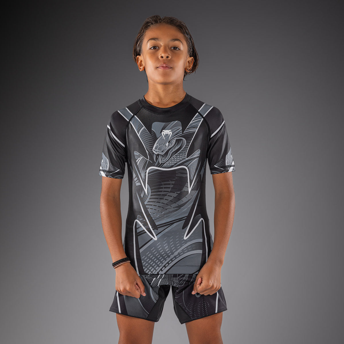 Venum Crimson Viper 2.0 Kinder Kurzarm-Rashguard - Schwarz/Grau