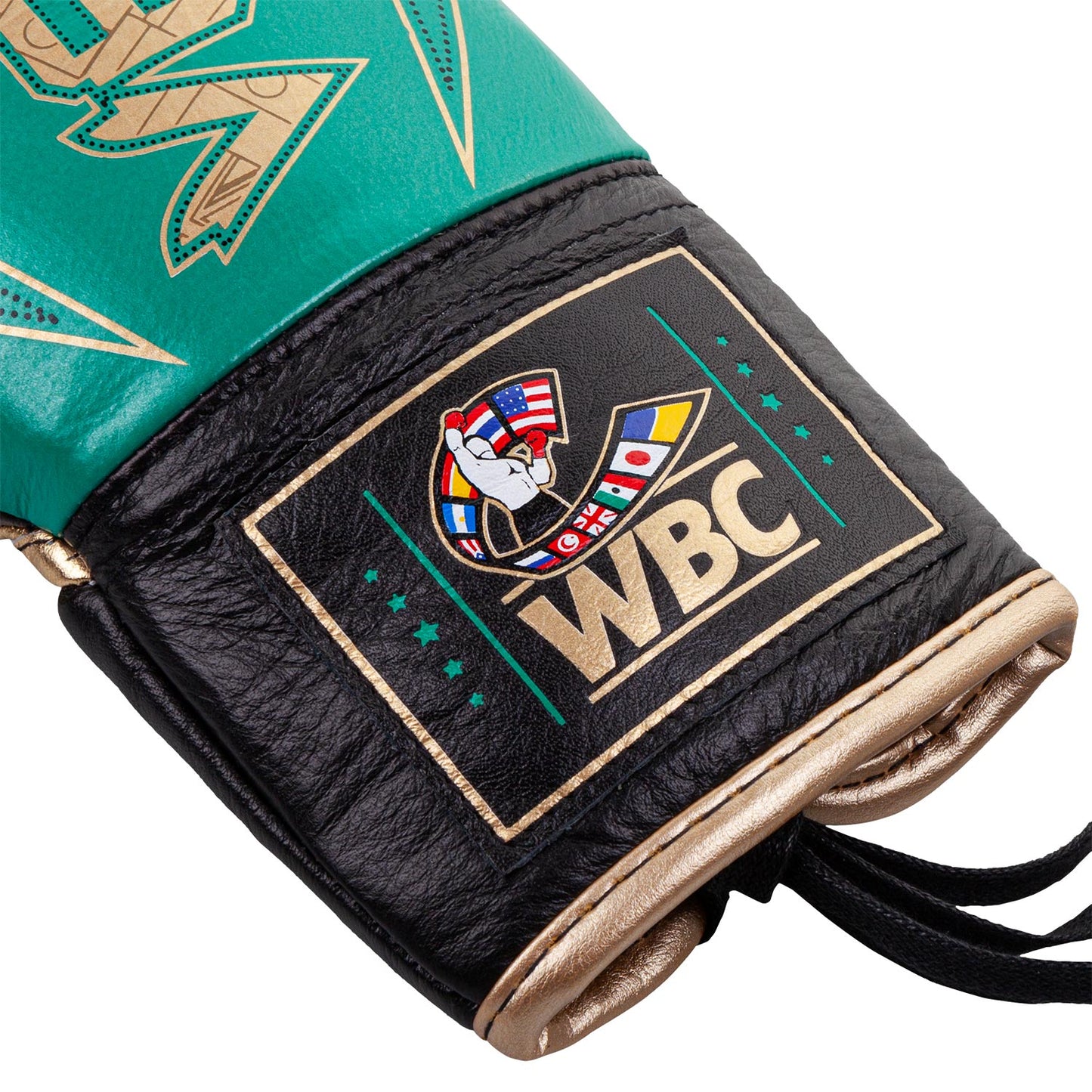 Venum HAMMER professionelle Boxhandschuhe - WBC limitierte Auflage - MIT SCHNÜRUNG - Metallicgrün/Gold