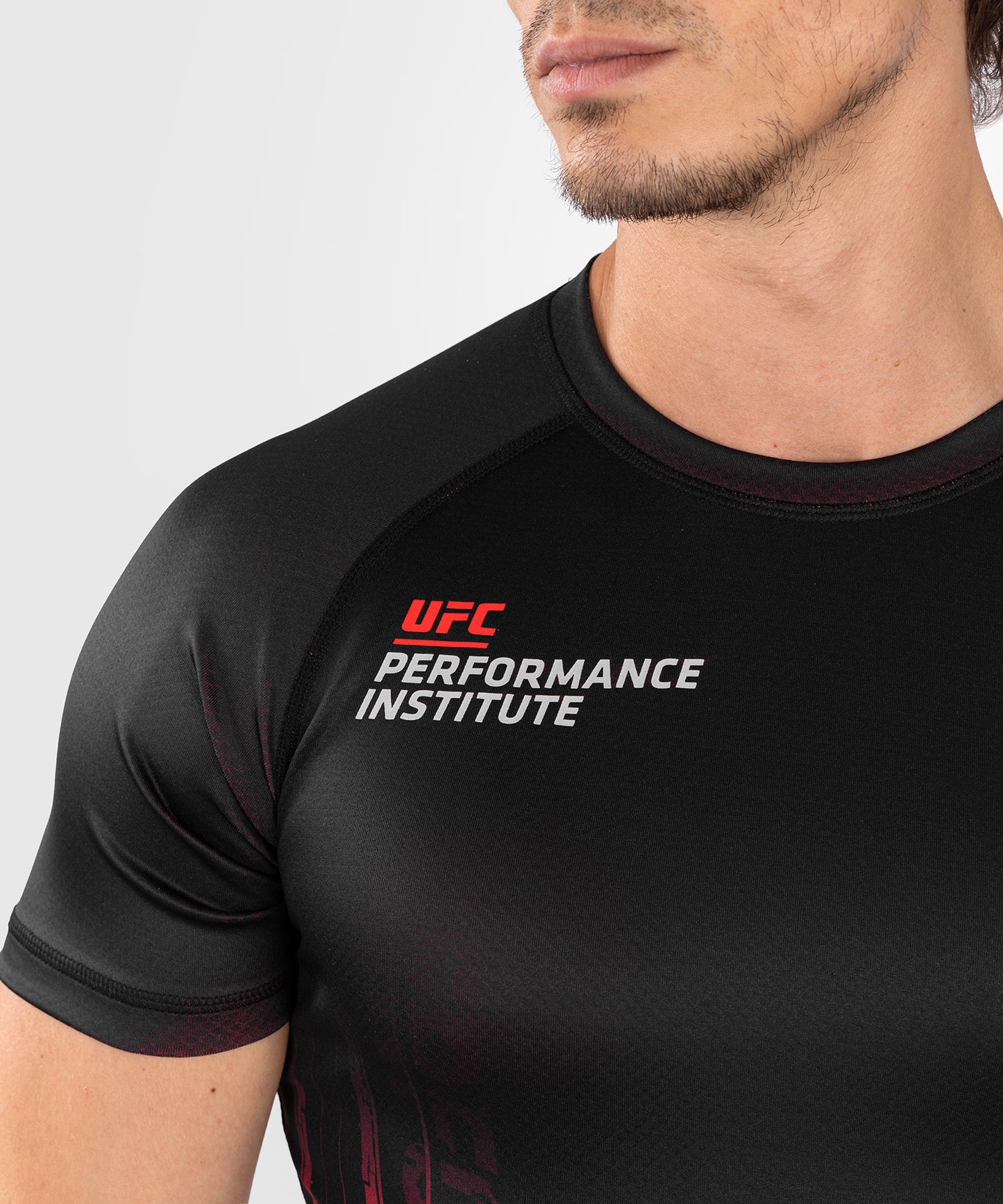 Rashguard à manches courtes pour hommes UFC Venum Performance Institute 2.0  - Noir/Rouge - T-shirts de compression