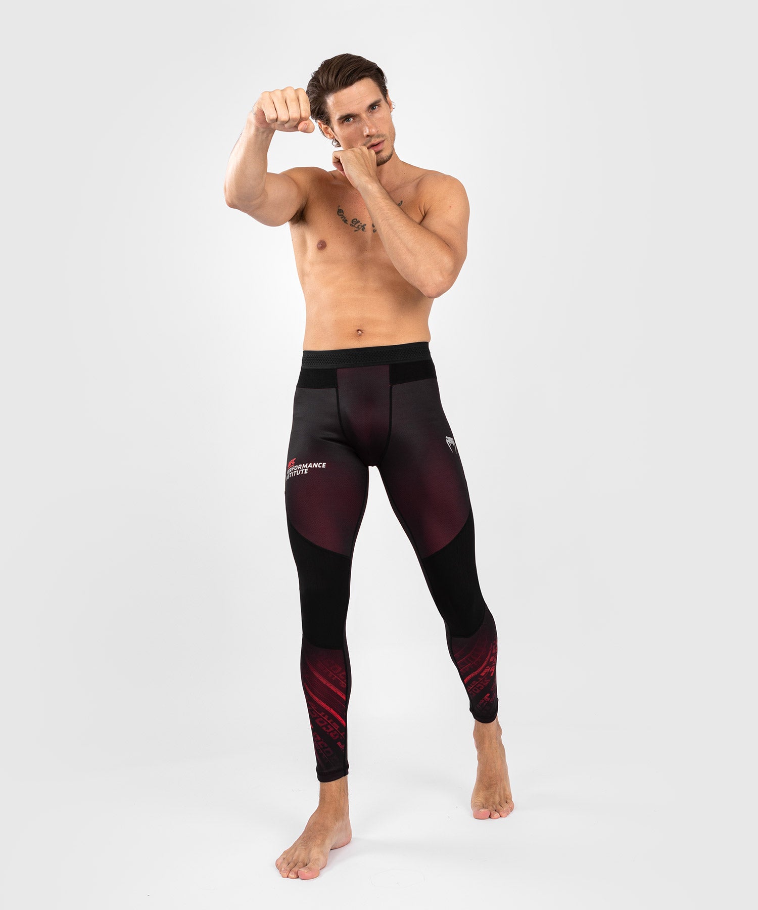 Pantalon de compression pour hommes UFC Performance Institute 2.0 - Noir/Rouge - Pantalons de compression