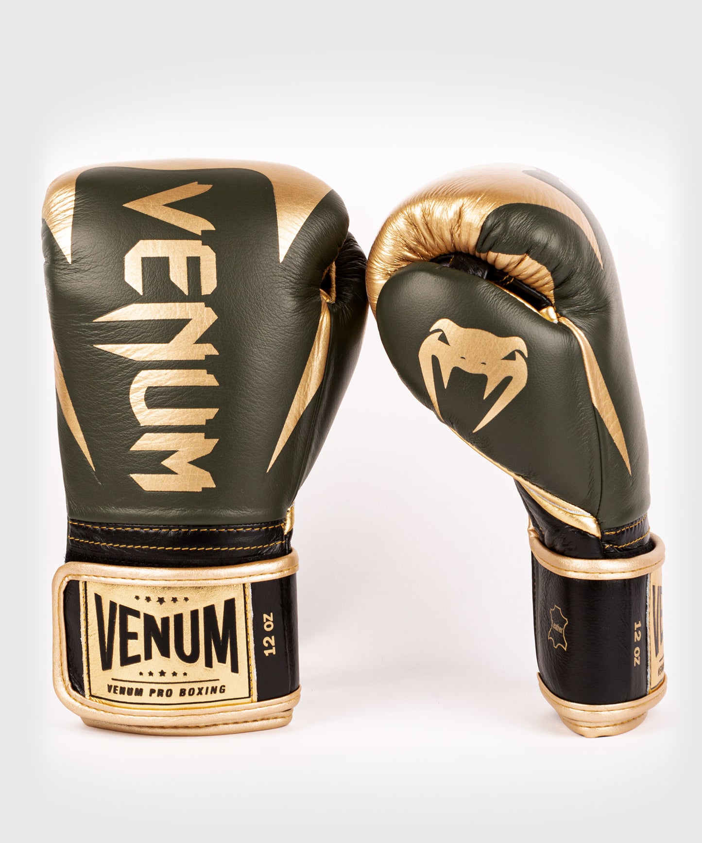 Venum Hammer professionelle Boxhandschuhe - Klettverschluss - Khaki/Gold