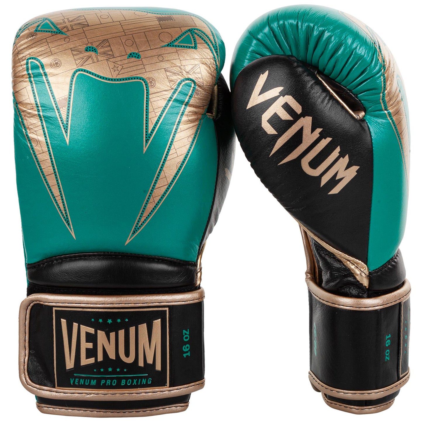 Venum Giant 2.0 professionelle Boxhandschuhe - WBC limitierte Auflage - Klettverschluss - Metallicgrün/Gold