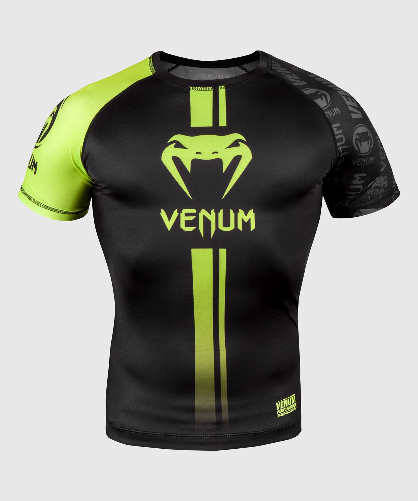 Rashguard Venum Logos - Kurzarm - Schwarz/Neongelb