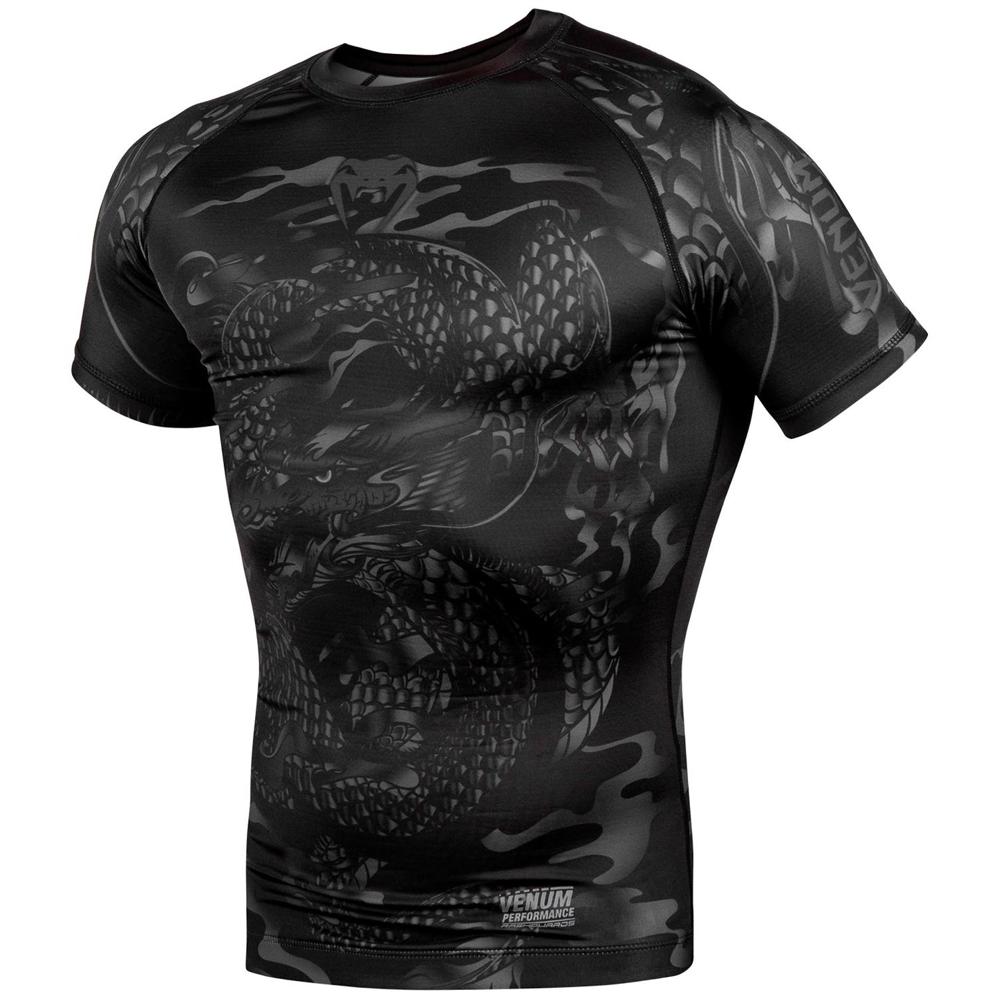 Venum Dragon's Rashguard - Kurzarm - Schwarz/Schwarz